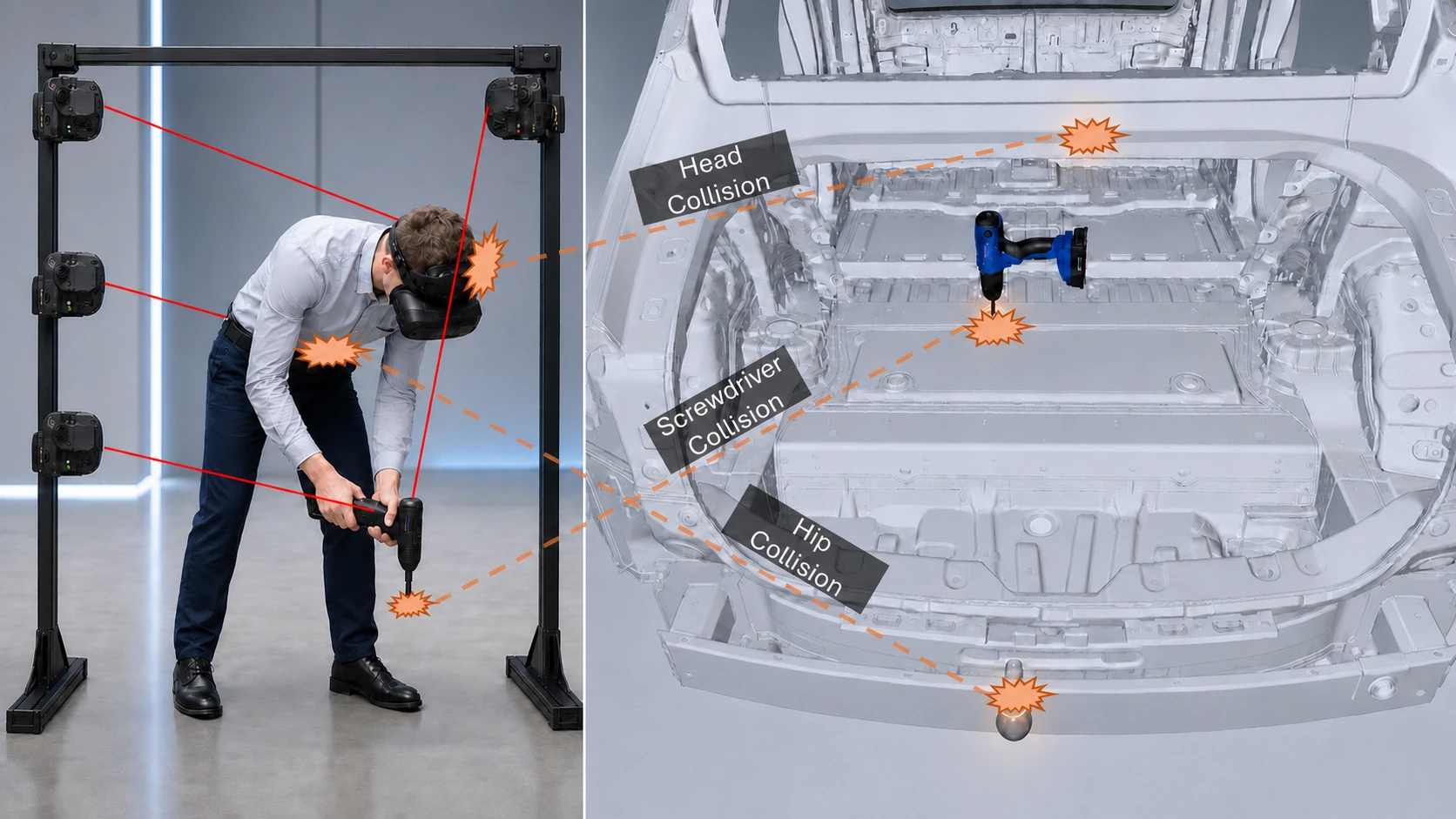 Physischer STRIVE Aufbau und die dazugehörige virtuelle Anwendung