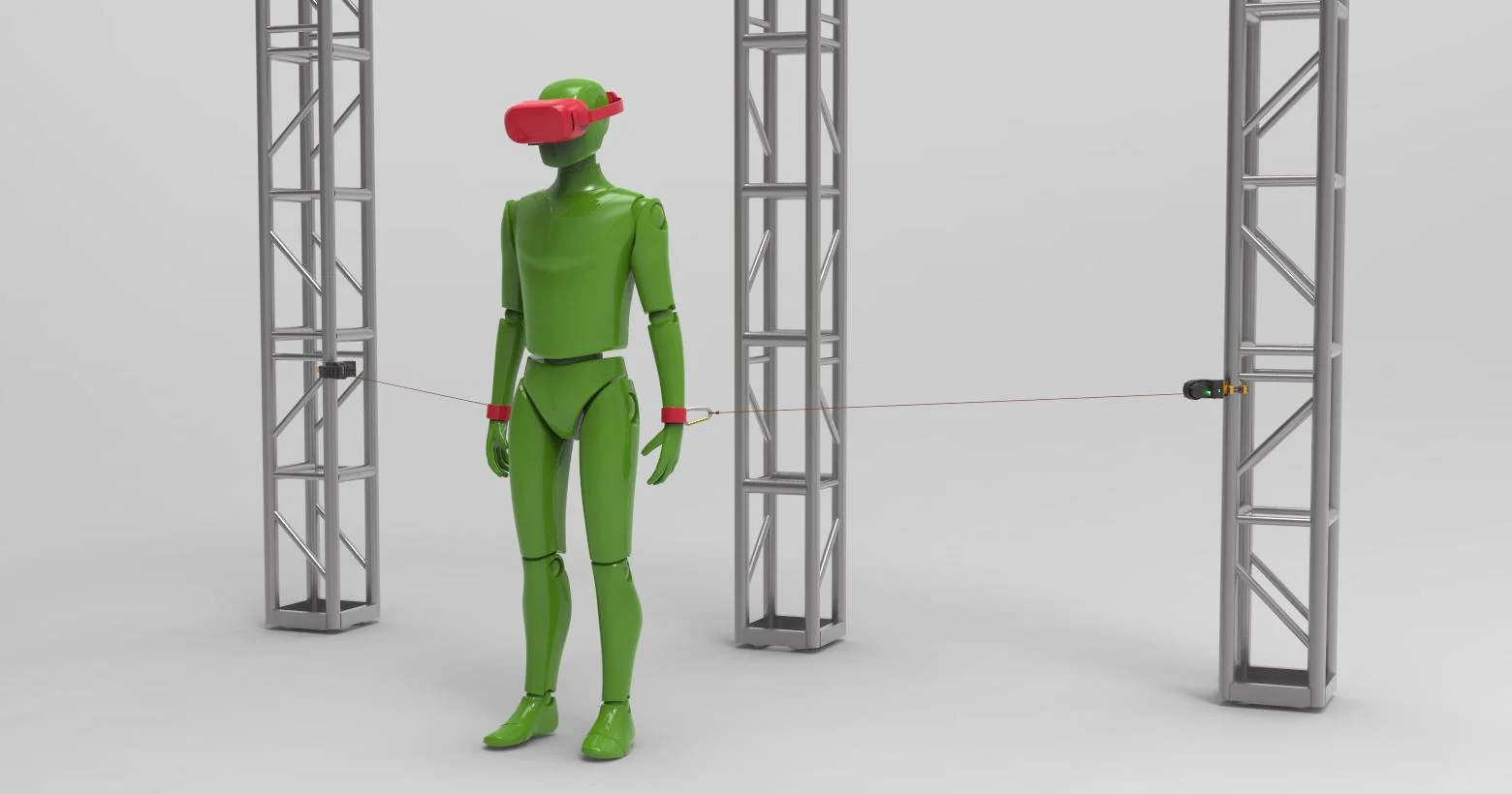 Virtueller Nutzer mit STRIVE Modulen in einer begehbaren VR-Umgebung